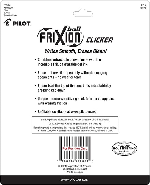 Pilot Frixion Erasable Pens - 6 Pack of Black Ink Pens + 4 Bonus Refills - Clicker Retractable Gel Ink Pen - Fine Point 0.7 mm Used for Rocketbook...
