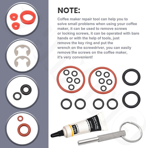O-Ring Gasket Seal Set Drainage Valve Brew/Security Oval Head Key Tool (With Lube) Compatible With Jura S, Z, X, C, E, F, J, ENA & Capresso Krups ...