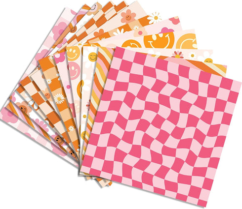 VIVIQUEN 24 Sheets Little Orange Daisy Double-Sided Scrapbook Paper 30x30cm Flower Craft Paper Folded Flat for DIY Decorative Background Card Maki...