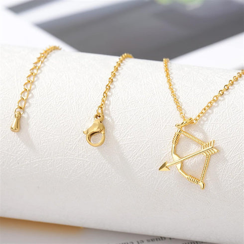 Bow and Arrow Necklace for Women Men Collar Stainless Steel Gold Color Archery Necklaces Jewelry Gift for Friend (Color : A)...