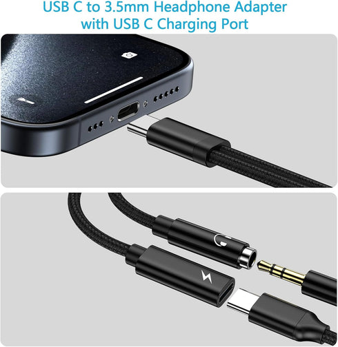 1Pack USB C to 3.5mm Headphone Earbud Jack Adapter, Type C Audio Adapter Dongle for iPhone 15 Plus Pro Max, Samsung Galaxy S24 S23 S22 S21 S20 5G ...