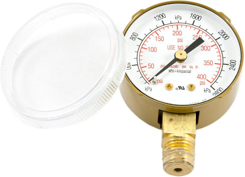Forney 87728 Acetylene Gauge, High Pressure, 2-Inch-by-1/4-Inch NPT, 0-400 PSI...