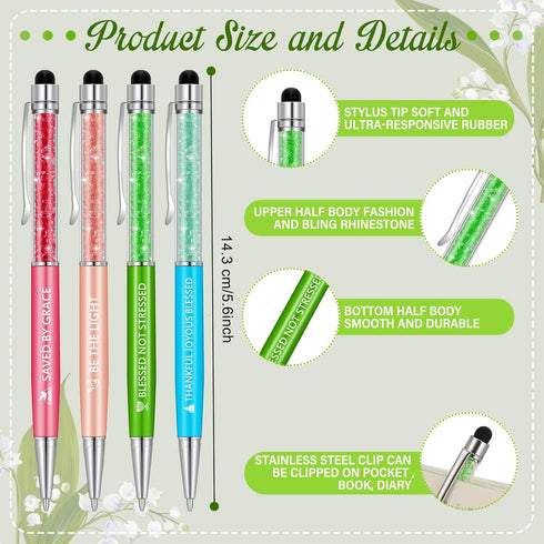 24 Pcs Biblical Sticky Notes Christian Stylus Ballpoint Pens Bible Verse Pens 3 x 4 Inch Religious Sticky Note Pads with Pen Set for Reminders Stu...