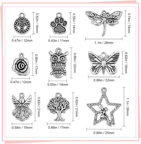 JIALEEY 200 PCS Wholesale Bulk Lots Jewelry Making Charms Mixed Smooth Tibetan Silver Metal Charms Pendants DIY for Necklace Bracelet Jewelry Maki...