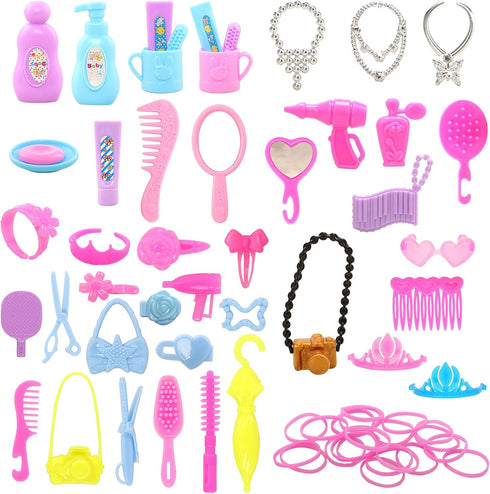 BARWA 43 PCS Doll Accessories Travel Toiletries Clip Bag Crown Necklace Comb Camera Rubber Band for 11.5 inch Doll Xmas Gift…...
