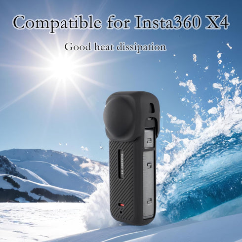 PCTC Insta 360 X4 Silicone Protective Case with Lens Cap for Insta 360 X4 Accessories,Silicone Case Camera Protective Kit for Insta360 X4 Action C...