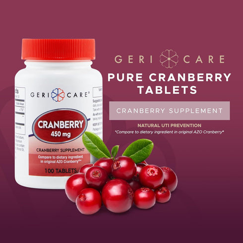 GeriCare Cranberry Supplement, 100 Tablets 450 mg (3)...