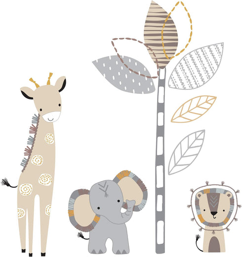 Lambs & Ivy Jungle Safari Gray/Tan Elephant/Giraffe Nursery Wall Decals/Stickers...