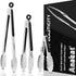 Anaeat Premium Kitchen Locking Tong Set of 3 - Heavy Duty Stainless Steel Food Tongs with Long Handle & Non-Slip Silicone Grip for Cooking, Baking...