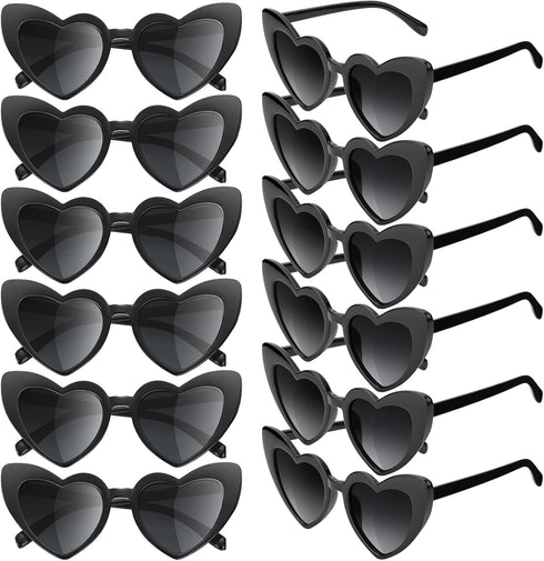 12 Pairs Heart Shaped Sunglasses Bachelorette Heart Sunglasses Cat Mod Retro Eyeglasses for Women Wedding Party...