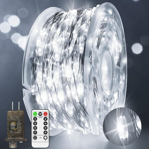 132ft 400 LED Fairy Lights Plug in Silver Wire Outdoor String Lights Waterproof Firefly Starry Lights with Remote Timer Twinkle Lights for Wedding...