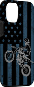 iPhone 13 Dirt Bike US Flag Vintage Motocross Racing Patriotic Gift Case...