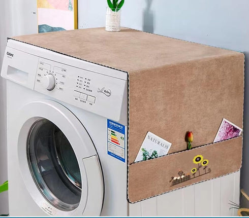 Microwave Oven Cover Dust Oil Proof Cotton Linen Waterproof Fabric Cloth Machine Protector Decorative Kitchen Appliance Cover 13.7x39.3 inches Flo...
