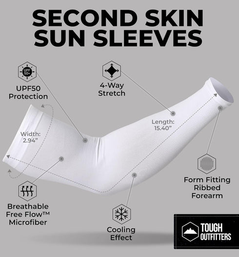 Tough Outdoors Sun Protection Sleeves - UV Arm Sleeves for Men and Women - Golf Cooling Arm Sleeves - Baseball Sun Sleeves...