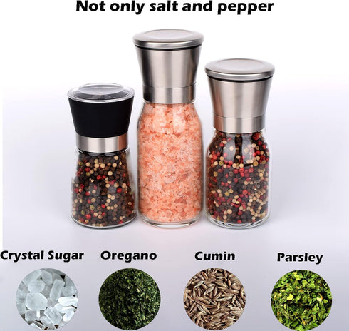 Salt and Pepper Grinder Shakers Set Spice Mill Refillable Grinders (2.5 inches x 5.1 inches)...