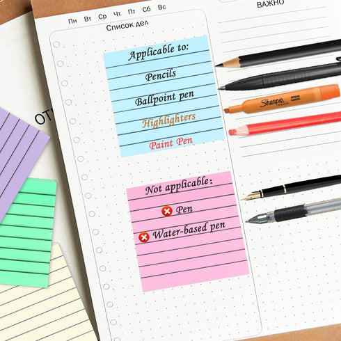 600 Sheets Transparent Sticky Notes with Lines, 3x3 Inch Colorful Annotation Sticky Notes, Waterproof See through Sticky Notes or School Supplies ...