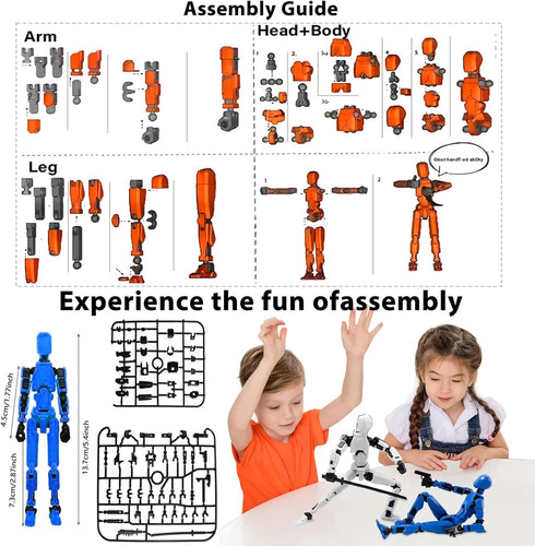 4PCS T13 Action Figure 3D Printed Multi-Jointed Movable,Dummy 13 Action Figures,Lucky 13 Multi-Articular Action Figures,Desktop Decorations for Ac...
