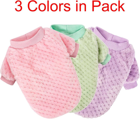 Dog Sweater, 3 Pack Dog Sweaters for Small Medium Dogs or Cat, Warm Soft Flannel Pet Clothes for Dogs Girl or Boy, Dog Shirt Coat Jacket (Large, P...