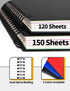 SUNEE 5 Subject Notebook College Ruled - 300 Pages, 8.2"x10.8", 5 Pocket Colored Dividers, 3-Hole Punched Paper, Black...