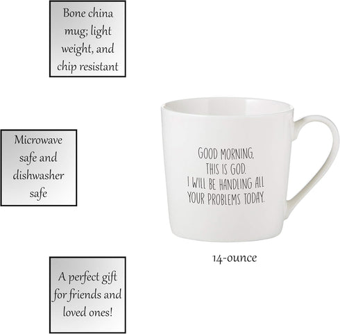 Creative Brands Faithworks - Inspirational White Bone China Café Mug/Cup, 14-Ounce, Good Morning This is God...