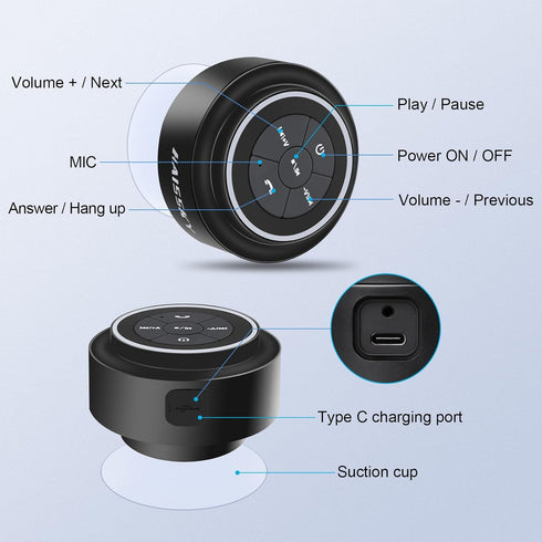 Shower Speaker Bluetooth Waterproof, Portable Wireless Waterproof Speaker for Pool, Floating IP67 Bathroom Speaker with Suction Cup for Camping Be...