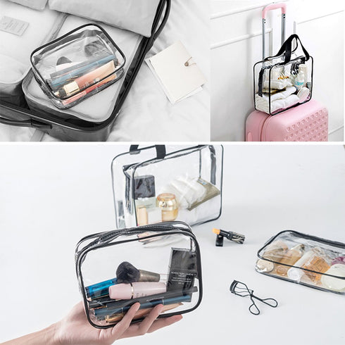 APREUTY Clear Makeup Bags, TSA Approved 6 Pcs Cosmetic Makeup Bags Set Clear PVC with Zipper Handle Portable Travel Luggage Pouch Airport Airline ...