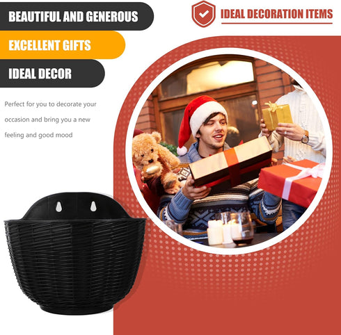 DOITOOL Wall Hanging Planters Basket Fence Plant Flower Pot Plastic Rattan Flower Bird Basket Half Moon Self Watering Garden Pots Holder for Porch...