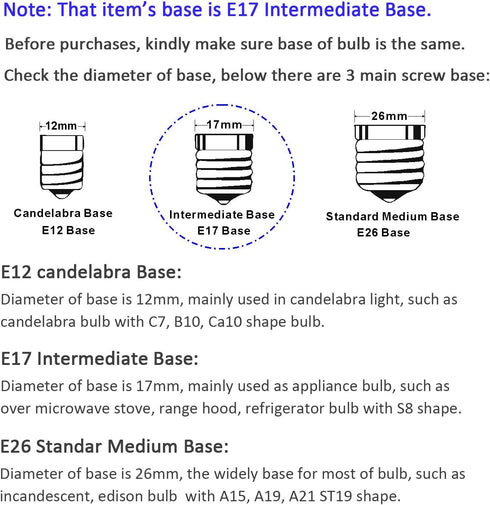 LED Microwave Appliance Light Bulb for Refrigerator Range Hood Over Stove Equivalent 40W Incandescent Bulb E17 Intermediate Screw Base 120V 3W 360...