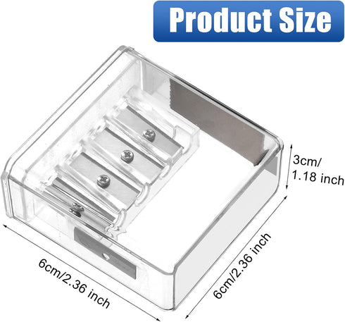2 Pieces Carpenter Long Point Manual Pencil Sharpener with Plastic Lid 4 Holes Handheld Sharpener for Sketching, Charcoal, Colored Pencils (Transp...