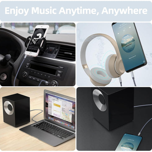 3.5mm Nylon Braided Aux Cable (6.5ft/2m) - Male to Male Audio Auxiliary Cord for Headphones, Car, Home Stereos, Speaker, iPhone, iPad, iPod, Echo ...