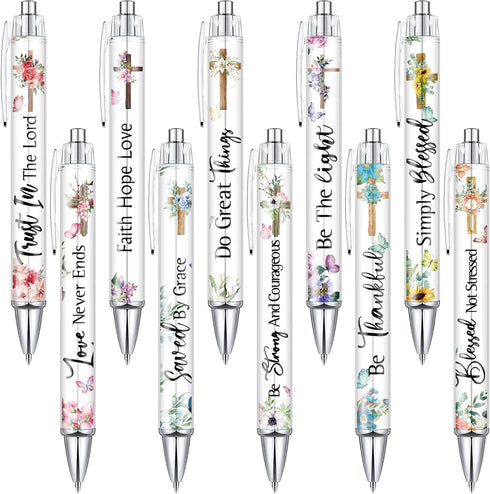 Tinlade 10 Pieces Christian Pens for Women Religious Ink Pens Inspirational Quotes Pens Bible Verse Ballpoint Pens Funny Office Pens Retractable I...