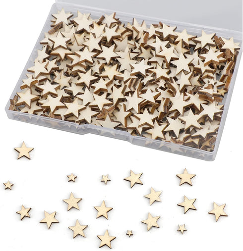 Luter 500 x Wooden Star Craft Ornaments Unfinished Blank Wooden Star Slices Embellishments for Christmas, Wedding, Party Decoration, DIY Cards, 5 ...
