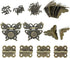 2 Sets Antique Wood Case Chest Box Hasp Latch Lock Retro Decorative Hinges and Box Corner Protectors with Screws Hardware Kit for Jewelry Box Deco...