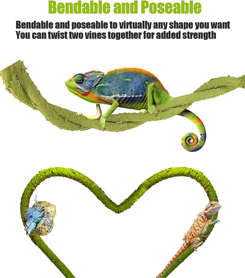 Hermit Crab Supplies Climbing Toys, Reptile Climbing Decor Vine, Bendable Bearded Dragon Accessories for Climbing 32 Inches...