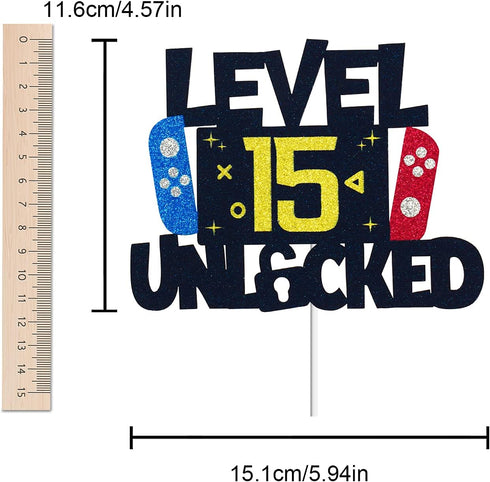 Level 15 Unlocked Video Game Cake Topper - Level 15 Unlocked Awesome 2007 Boy's Birthday Cake Topper - Video Game 15th Birthday Cake Decorations...