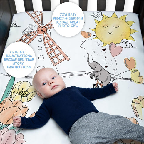 JumpOff Jo - Fitted Crib Sheet, Super Soft Breathable 100% Cotton Baby Crib Sheet for Standard Crib Mattresses and Toddler Beds, 28 in. x 52 in. -...