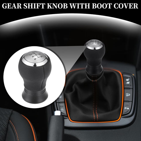 6 Speed Manual Gear Shifter Knob - Car Gearbox Stick Shifter Lever Knob - for Toyota Yaris 2005-2010 Plastic Faux Leather Black Silver Tone - 1 Pc...