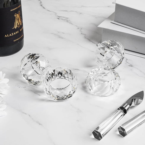Crystal Napkin Rings Holders - 2 Inch Set of 4, Party Wedding Set Christmas Decorations for Table Dinner...