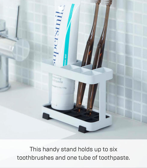 YAMAZAKI home 6802 Toothbrush and Toothpaste Holder for Bathroom Countertop, One Size, White...