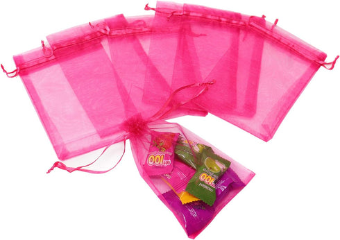 100Pcs 3.5x4.5 Inches Sheer Organza Bags, Rose Wedding Favor Bags with Drawstring, Jewelry Pouches Party Festival Gift Candy Bags...