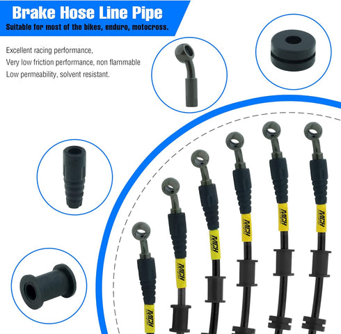Motorcycle Hydraulic Brake Oil Hose - 28 28 Degree M10 Braided Steel Brake Clutch Oil Line Pipe for Dirt Bike Enduro Motocross Black 1100mm/43.31"...