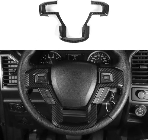 Carbon Fiber Steering Wheel Panel Compitable with Ford F150 2015-2020 Interior Accessories (ABS,1PC)...
