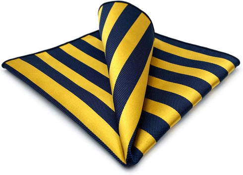 S&W SHLAX&WING Striped Pocket Squares for Men Yellow Royal Blue Stripes Accessories...