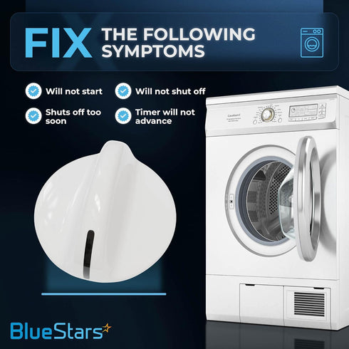 BlueStars 131965300 Dryer Timer Knob Replacement Part Exact Fit for Frigidaire & Electrolux Dryers - Replaces 131666601 131666604 AP2107936 PS419092 - Pack of 2