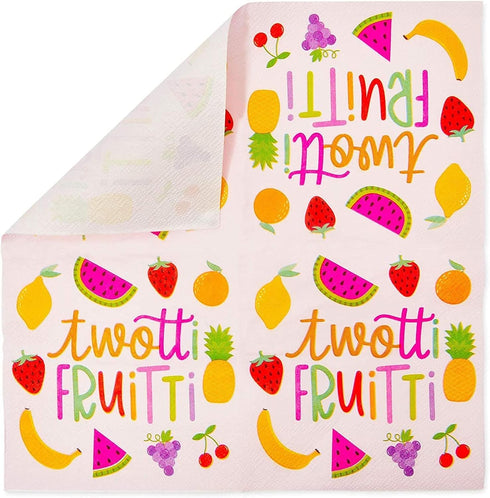 Sparkle and Bash Twotti Fruity Birthday Decorations Paper Cocktail Napkins, 50-Pack - 5 x 5 in Folded, Pink 2-Ply - Absorbent Napkins...