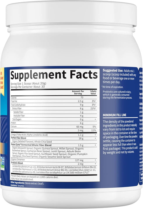 Garden of Life Super Seed - Vegetarian Whole Food Fiber Supplement with Protein and Omega 3, 1 Lb 5oz (600g) Powder...