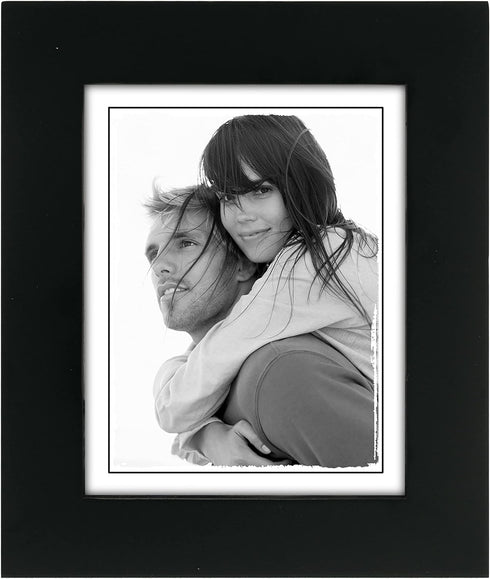 Malden 4x5 Picture Frame - Wide Real Wood Molding, Real Glass - Black...