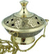 Religious Gifts Gold Plate over Brass Conical Incense Holder, 3 1/2" Dia - 3" H with 9" Chain...