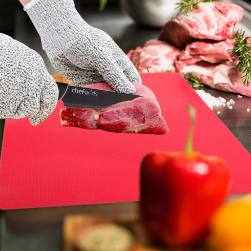 Durable Plastic Cutting Board Set, Chopping Board Plastic, for Vegetable Meat or Cheese | Dishwasher Safe | Pair of MD Protective Gloves...