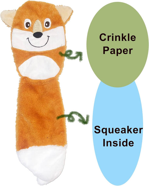 Jalousie 5 Pack Stuffingless Dog Squeaky Toys Dog Toy w/Durable Liner No Stuffing Dog Toy - Dog Toys Crinkle Paper Squeaker Toy for Medium Large D...
